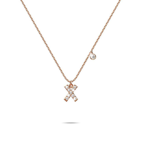 Solid 925 Sterling Silver Initial Crystal Personalised Alphabet Letter Necklace Rose Gold Filled